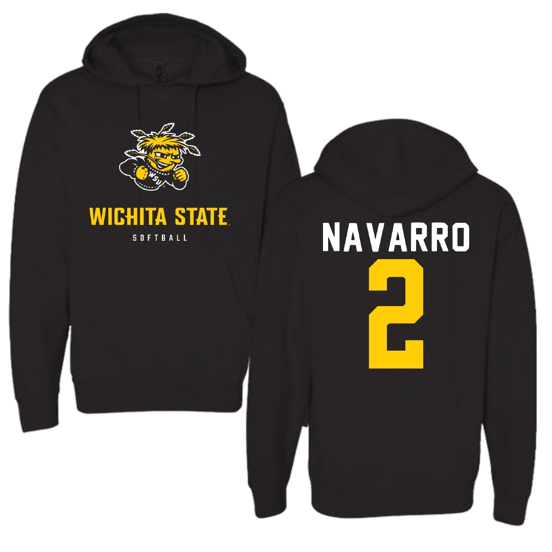 Wichita State University Softball Black Block Hoodie - #2 Makayla Navarro