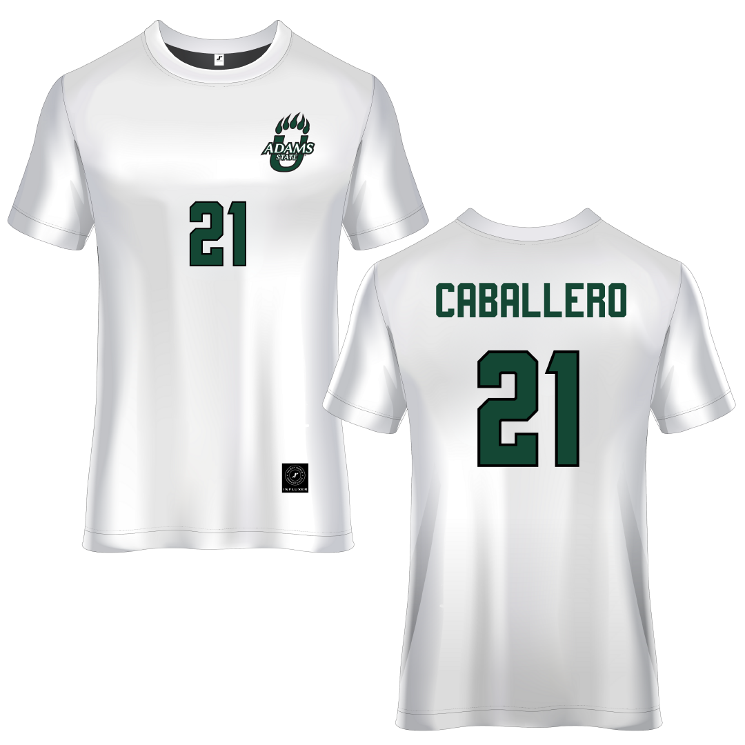 Adams State University White Soccer Jersey - #21 Karlee Caballero