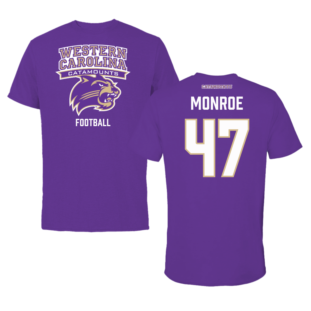 Western Carolina University Football Purple Performance Tee - #47 Blue Monroe