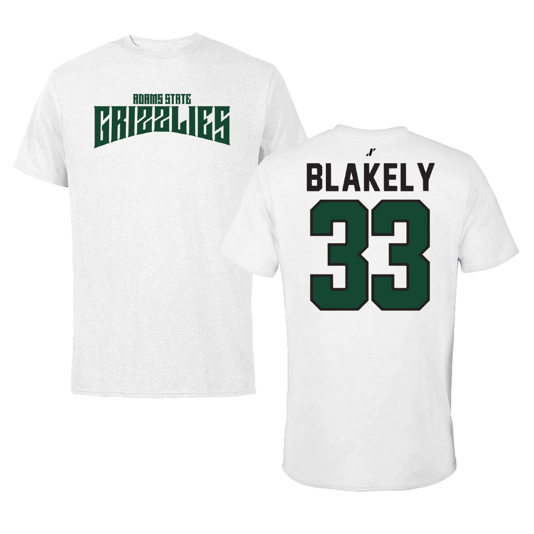 Adams State University Football White Classic Tee - #33 Psyer Blakely