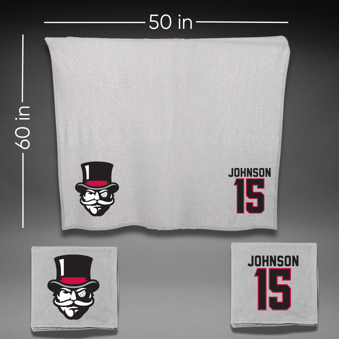 Austin Peay State University Football Gray Blanket - #15 Jake Johnson