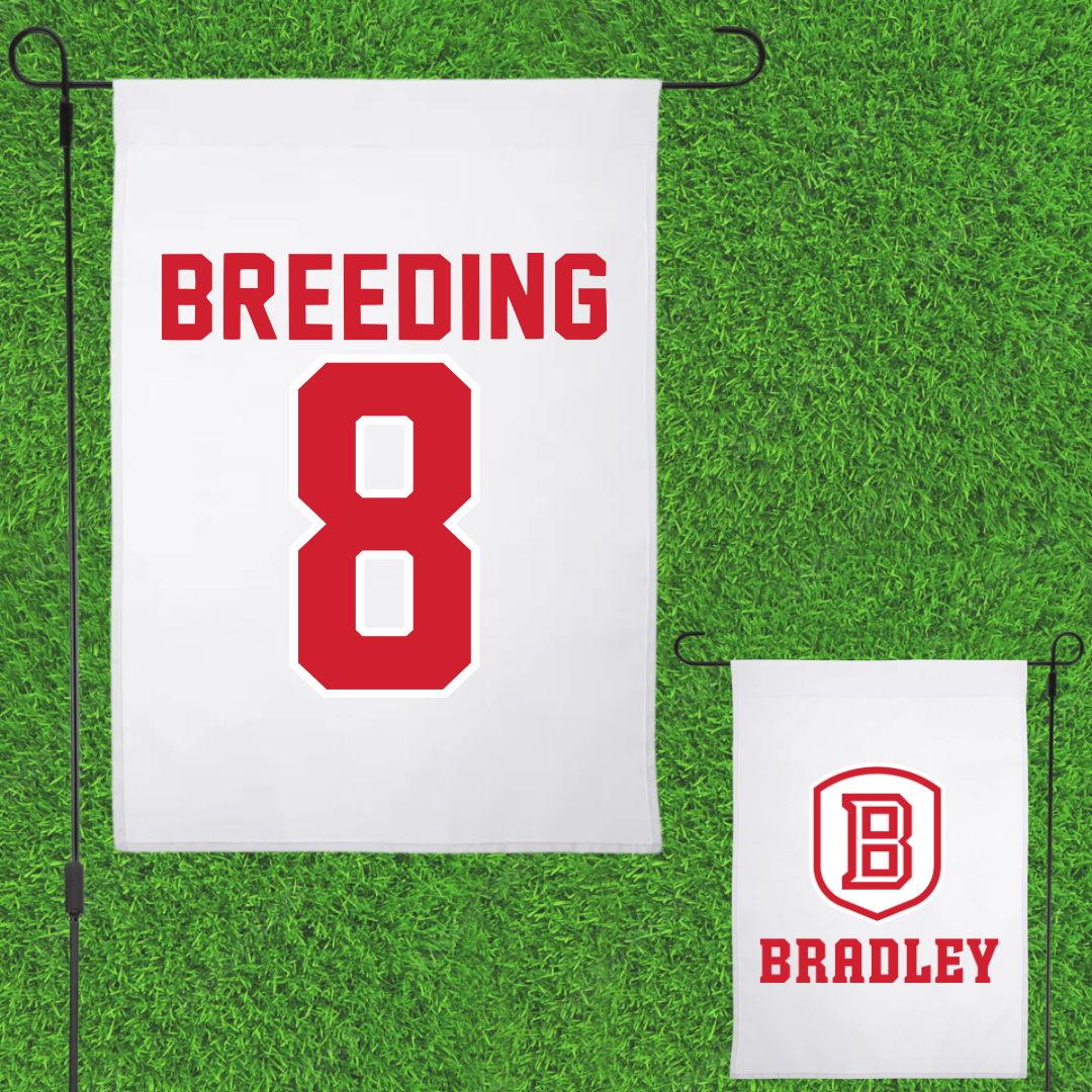 Bradley University Softball White Garden Flag - #8 Ashley Breeding