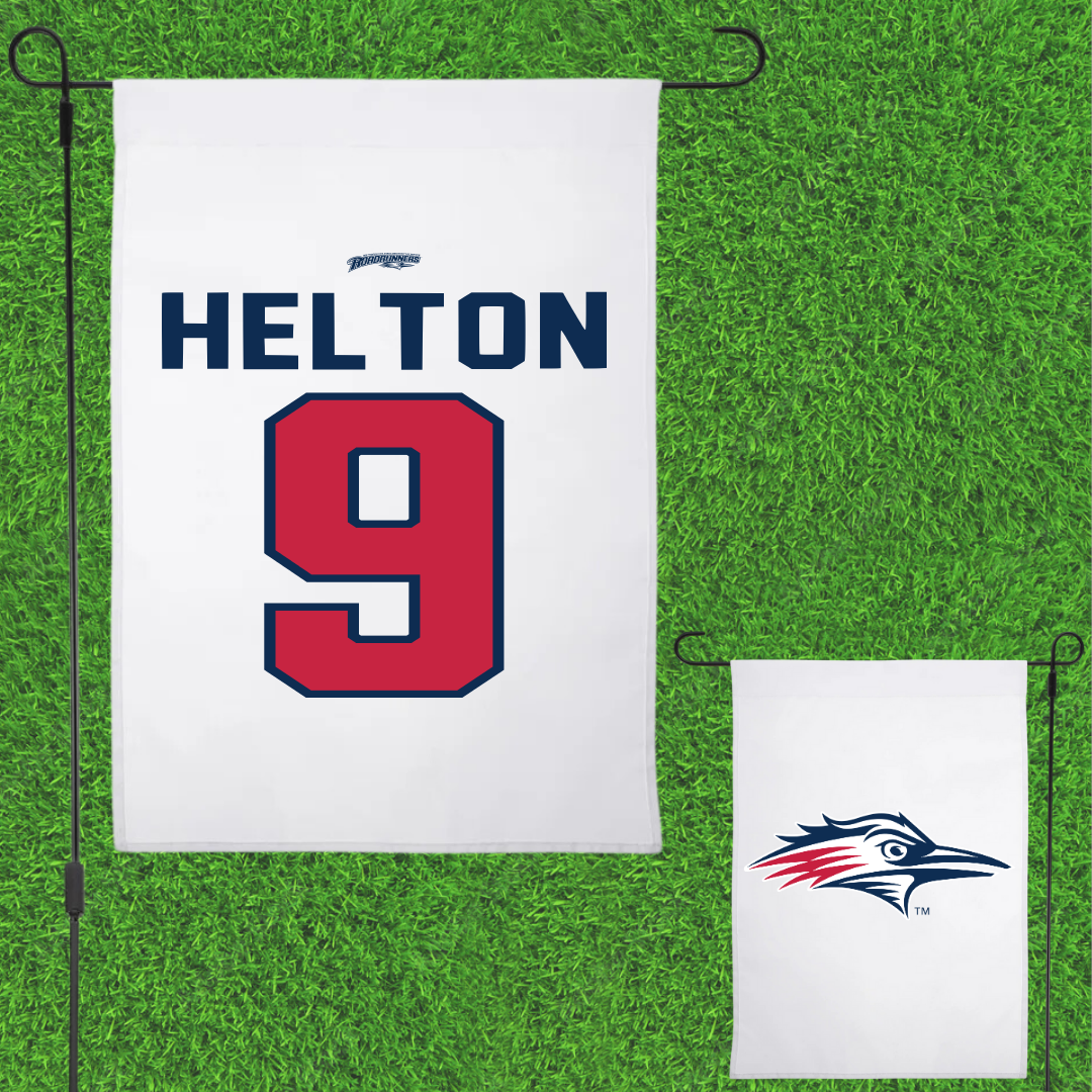 Metropolitan State University of Denver Baseball White Garden Flag - #9 Brad Helton