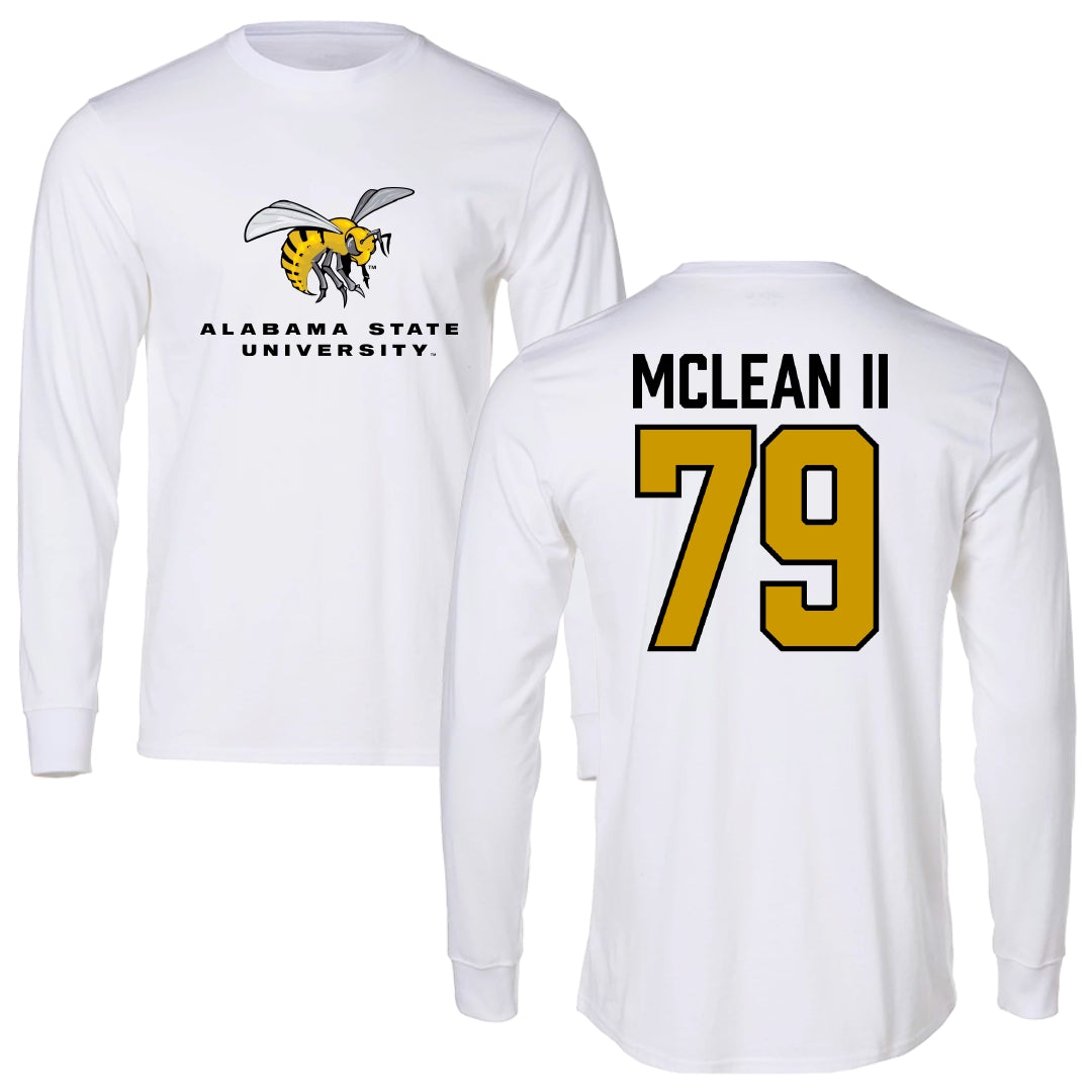 Alabama State University Football White Block Long Sleeve - #79 Phillip McLean II