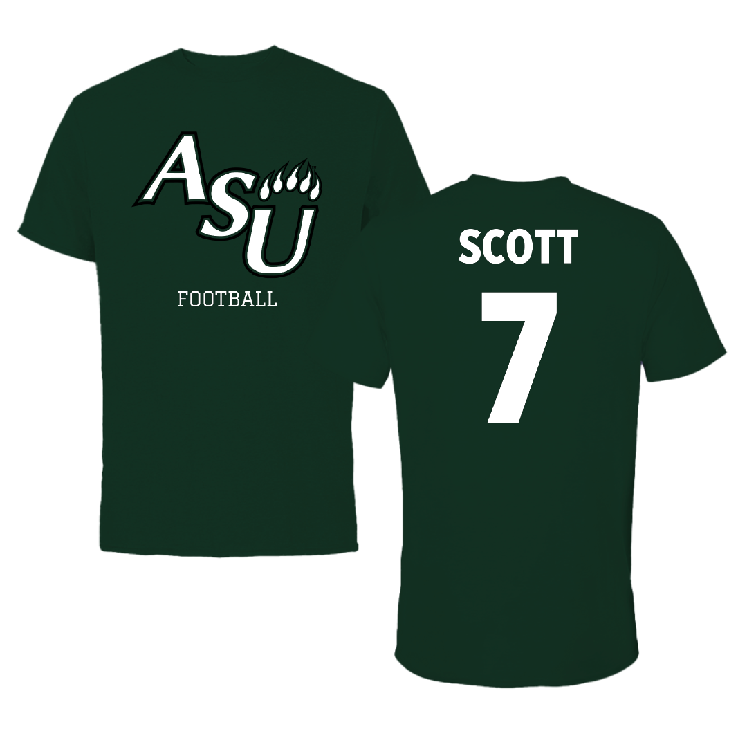 Adams State University Football Forest Green Tee - #7 Jalen Scott