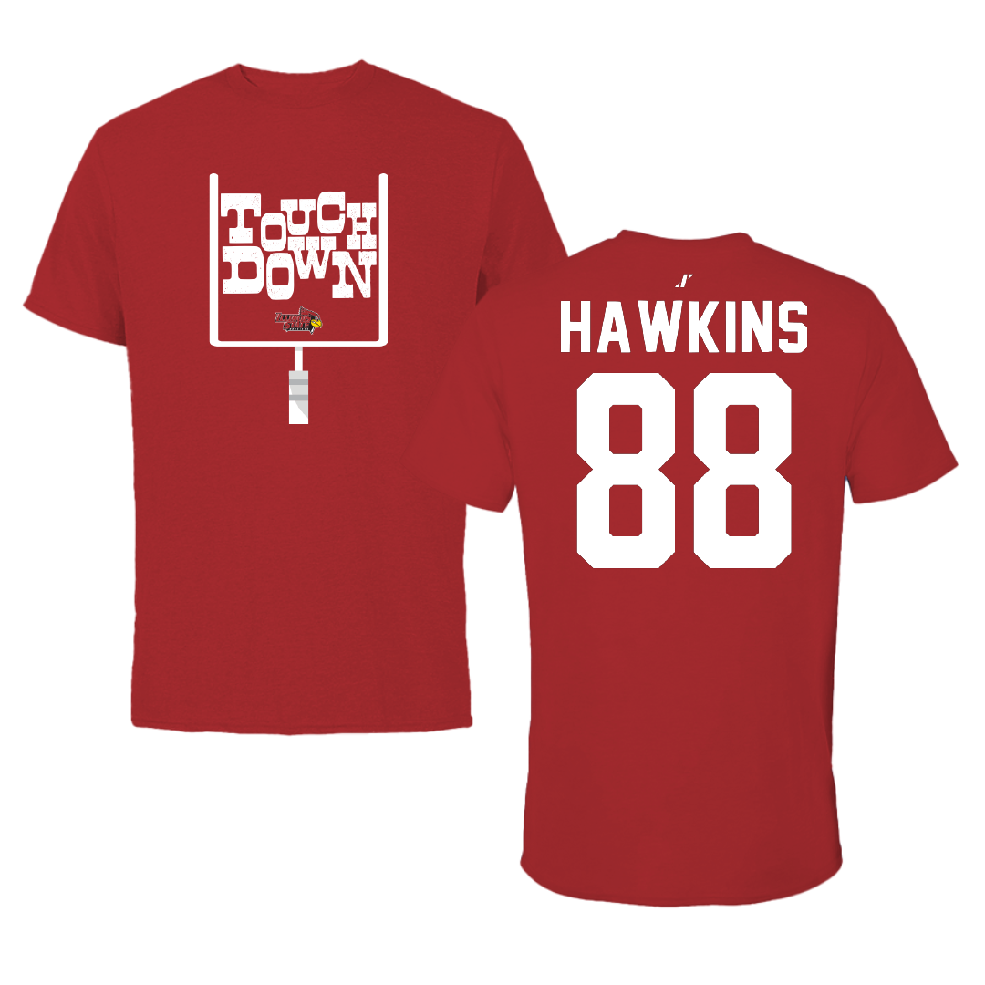 Illinois State University Football Canvas Red Touchdown Tee - #88 Nick Hawkins
