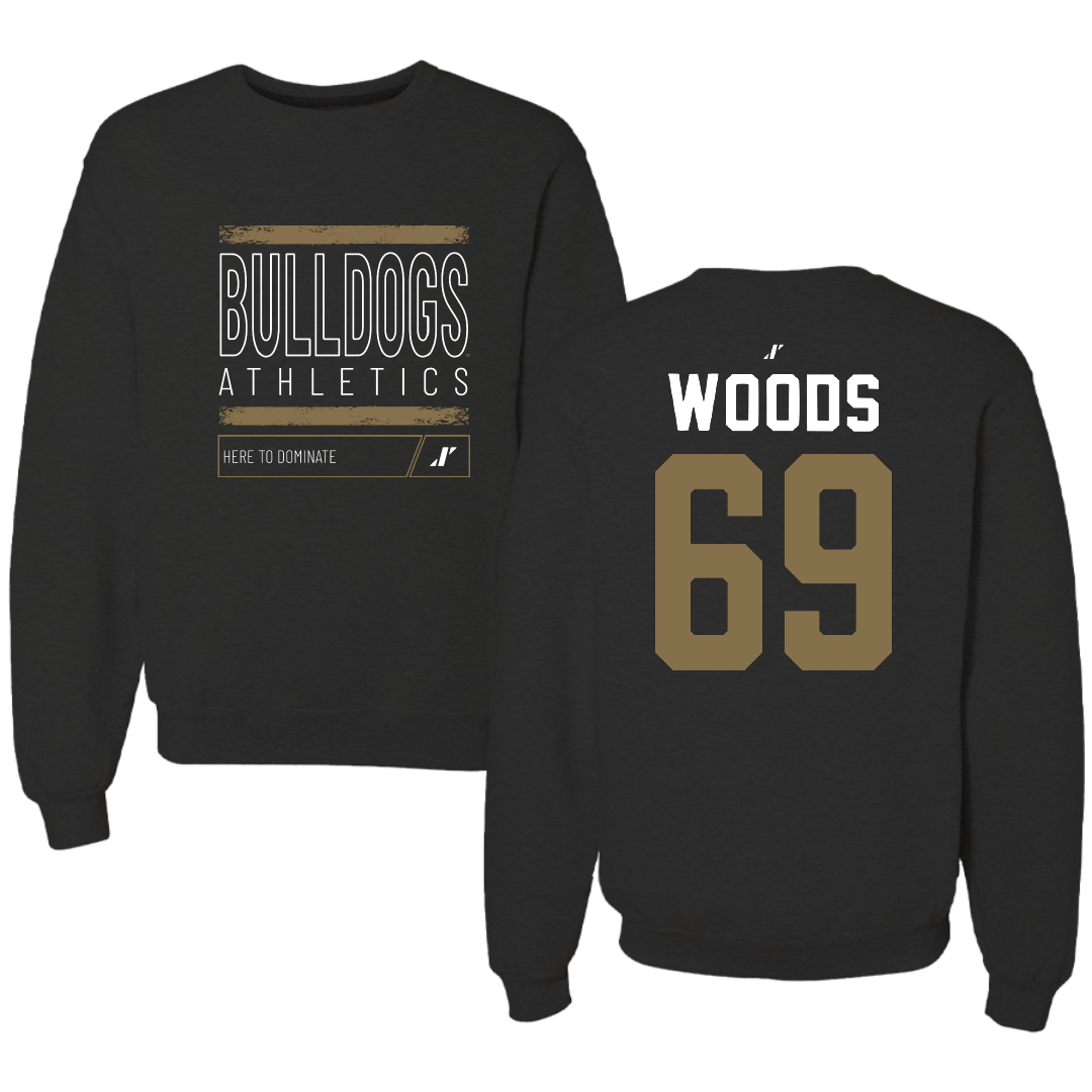 Bryant University Football Black Dominate Crewneck - #69 Jeffery Woods