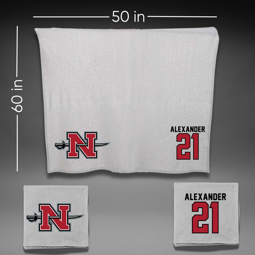 Nicholls State University Basketball Gray Blanket - #21 Lexi Alexander