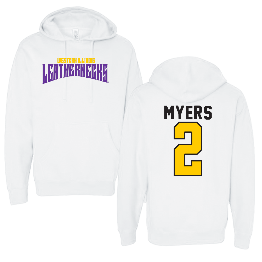 Western Illinois University Basketball White Classic Hoodie - #2 Ryan Myers