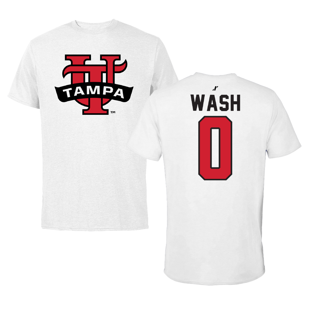 University of Tampa Baseball White Performance Tee - #0 Logan Wash