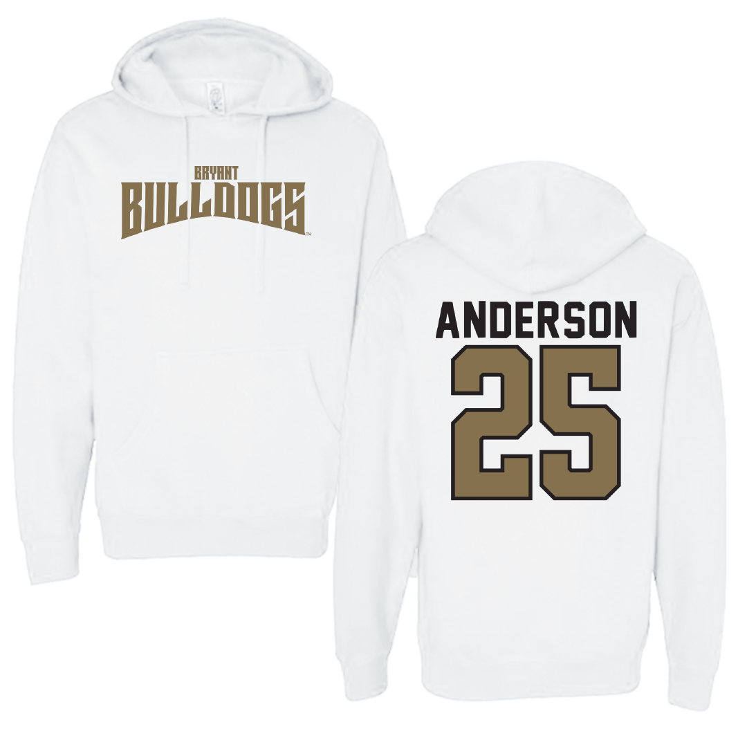 Bryant University Football White Classic Hoodie - #25 Devon Anderson