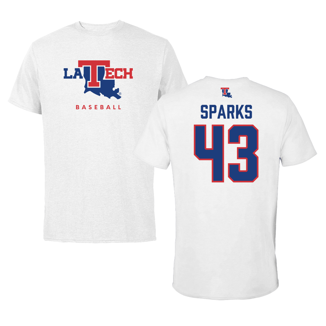 Louisiana Tech University Baseball White Performance Tee - #43 Alec Sparks