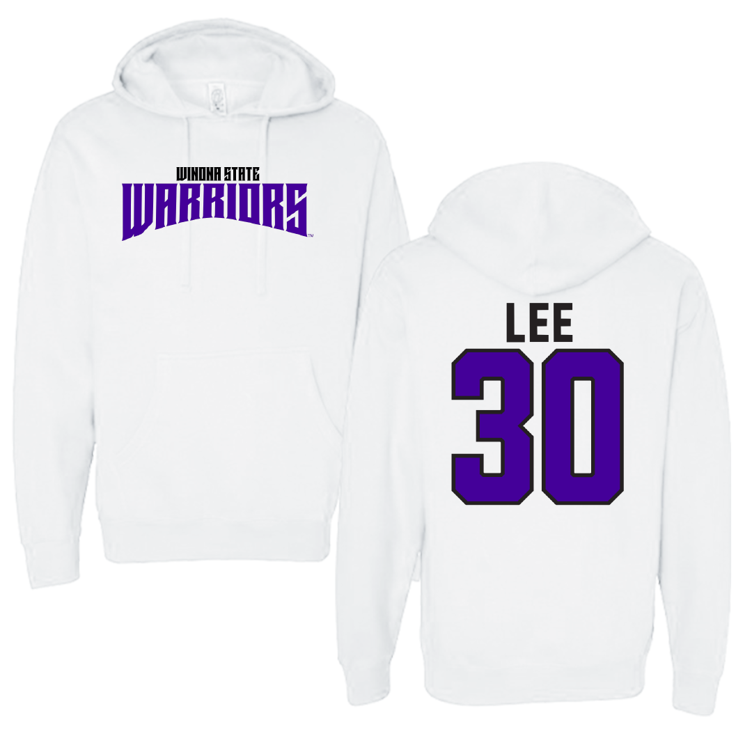 Winona State University Baseball White Classic Hoodie - #30 Peyton Lee