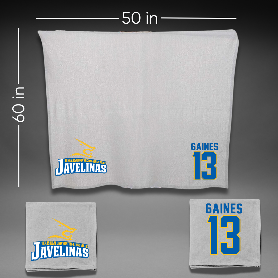 Texas A&M University-Kingsville Football Gray Javelinas Blanket - #13 Jason Gaines