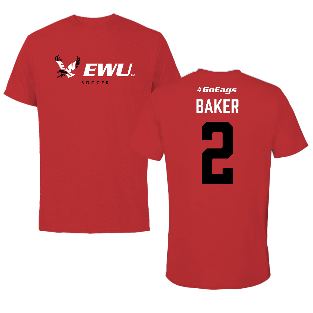 Eastern Washington University Soccer Red Block Performance Tee - #2 Lyric Baker