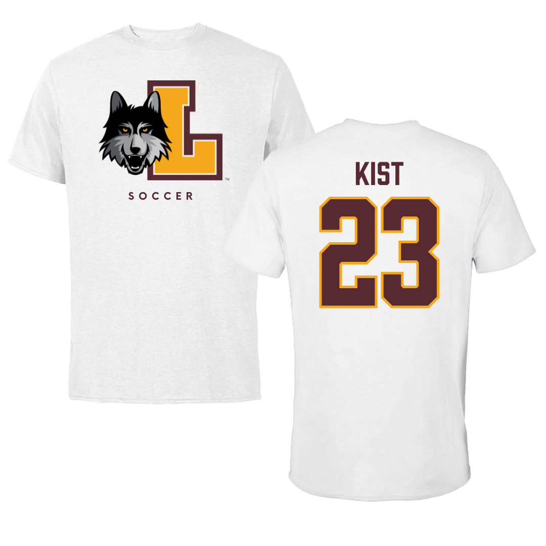 Loyola University-Chicago Soccer White Tee - #23 Kameron Kist