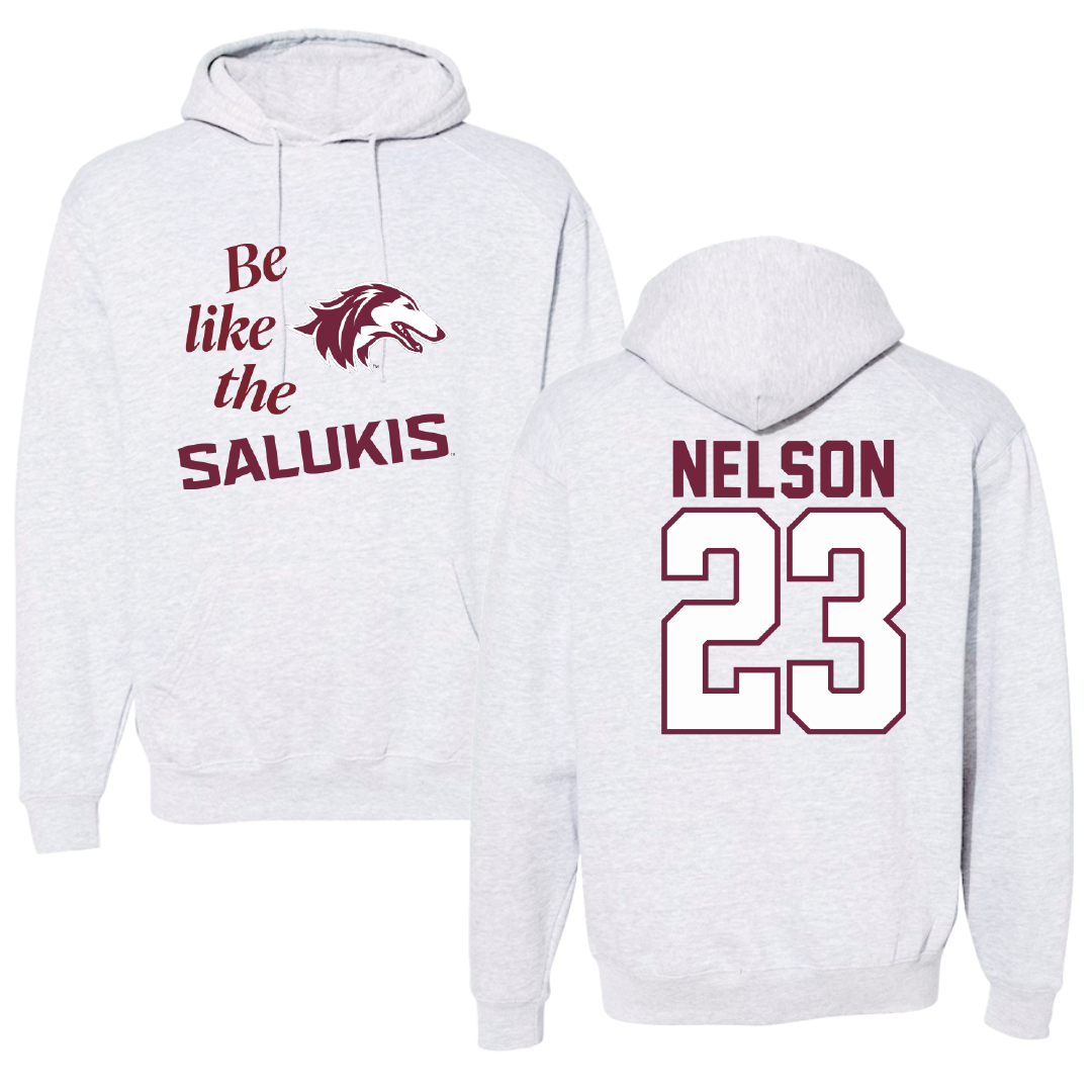 Southern Illinois University at Carbondale Basketball Light Gray Be Like Us Hoodie - #23 Tkiyah Nelson