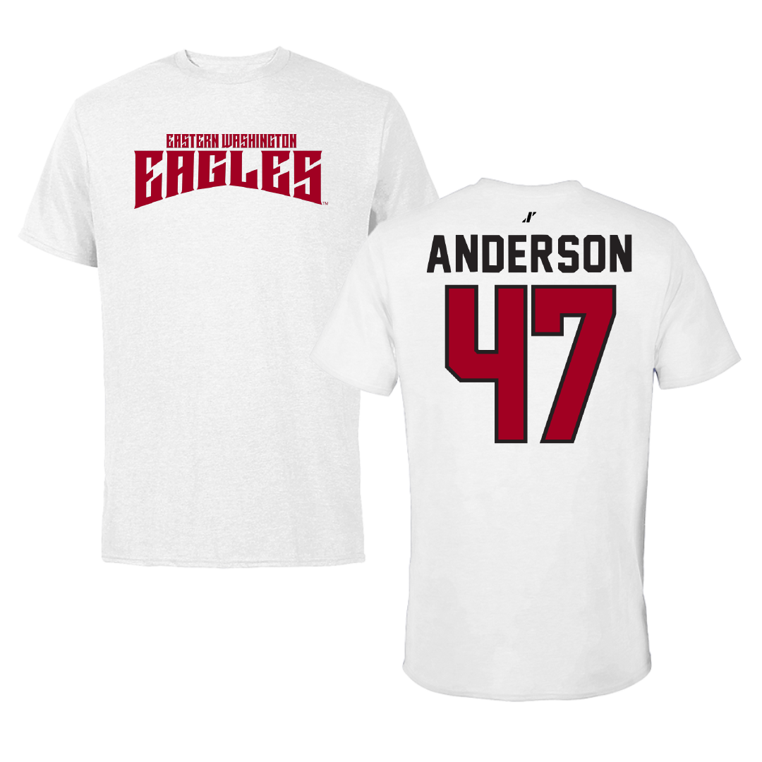 Eastern Washington University Football White Classic Tee - #47 Samarai Anderson