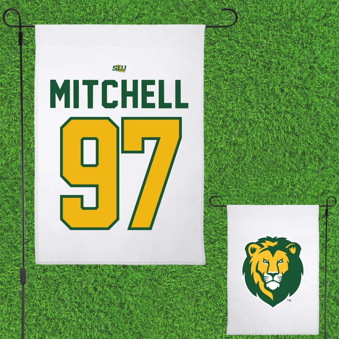 Southeastern Louisiana University Football White Garden Flag - #97 Tyrik Mitchell