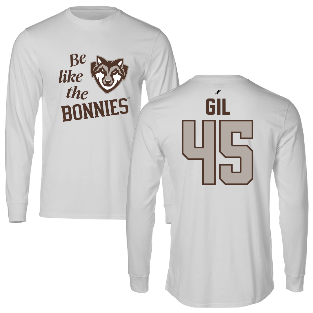 St. Bonaventure University Baseball Light Gray Be Like Us Performance Long Sleeve - #45 Samuel Gil