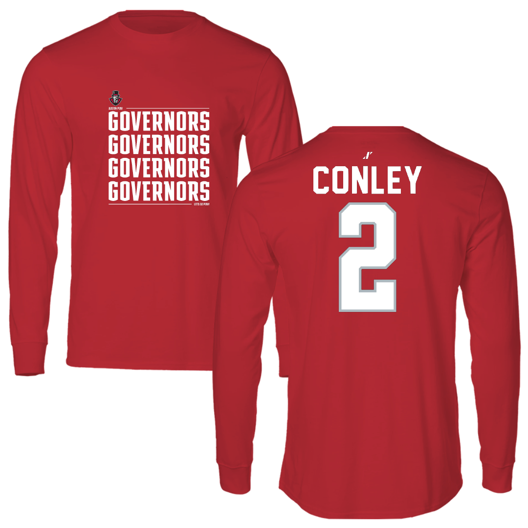 Austin Peay State University Baseball Red General Long Sleeve - #2 Trevor Conley