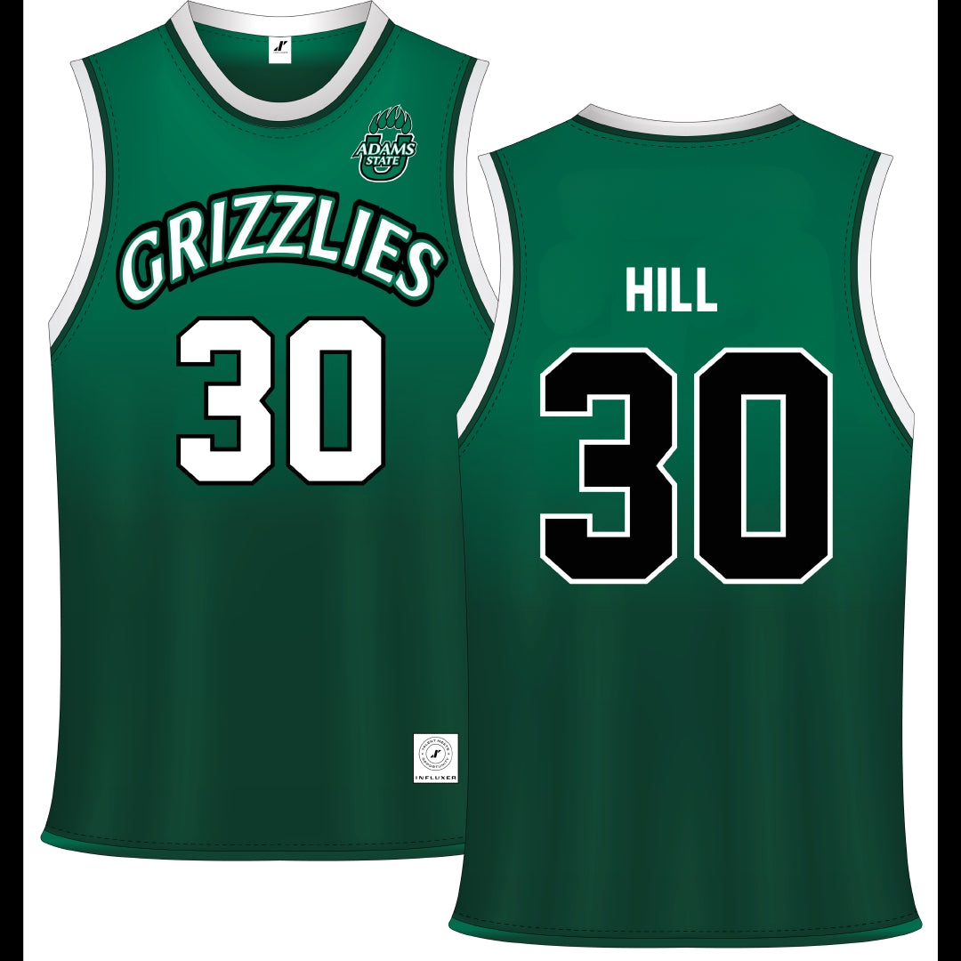 Adams State University Green Basketball Jersey - #30 Taejhuan Hill