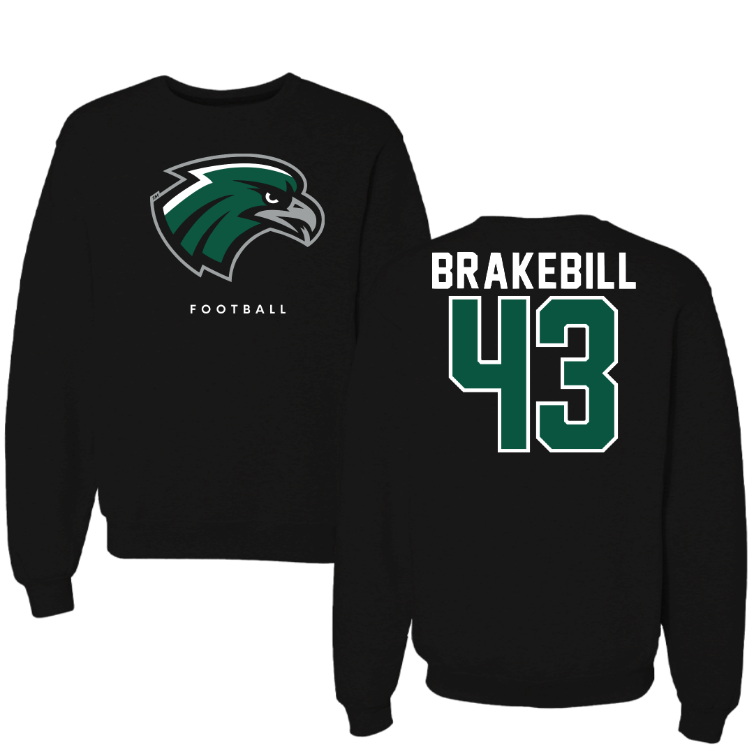 Northeastern State University Football Black Crewneck - #43 Kale Brakebill