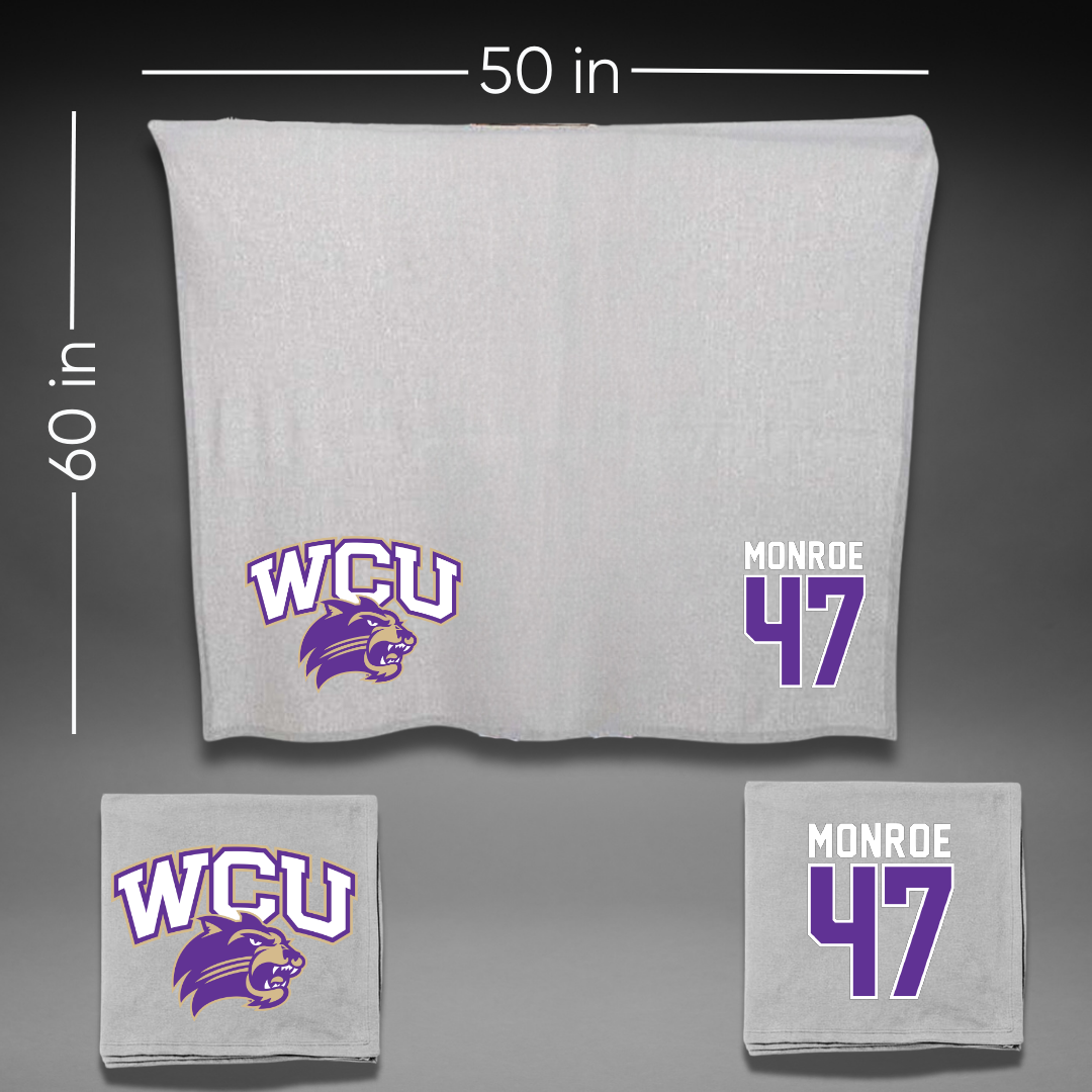 Western Carolina University Football Gray Blanket - #47 Blue Monroe