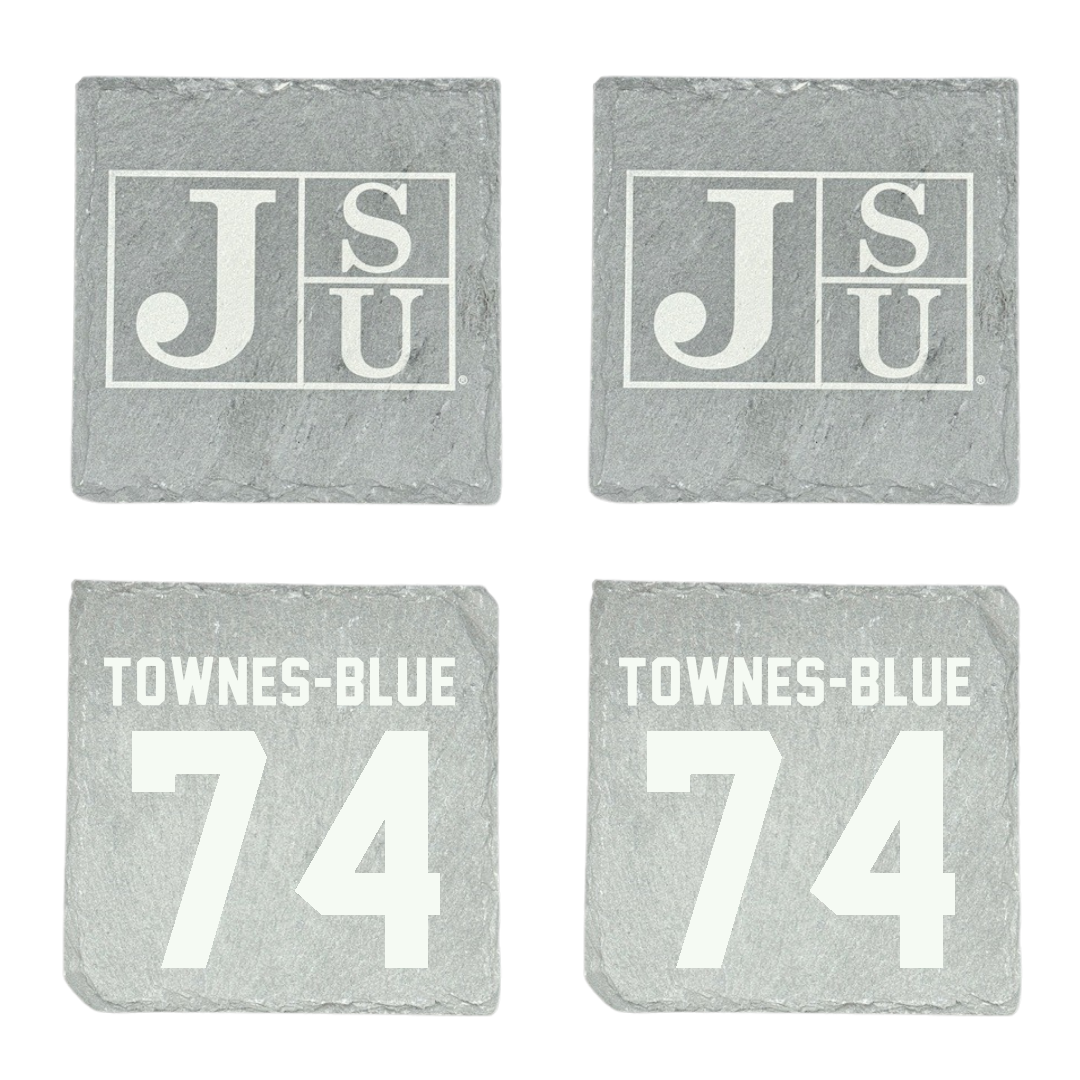 Jackson State University Football Stone Coaster (4 Pack)  - #74 D’Andre Townes-Blue