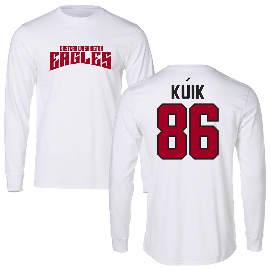 Eastern Washington University Football White Classic Performance Long Sleeve - #86 Braden Kuik