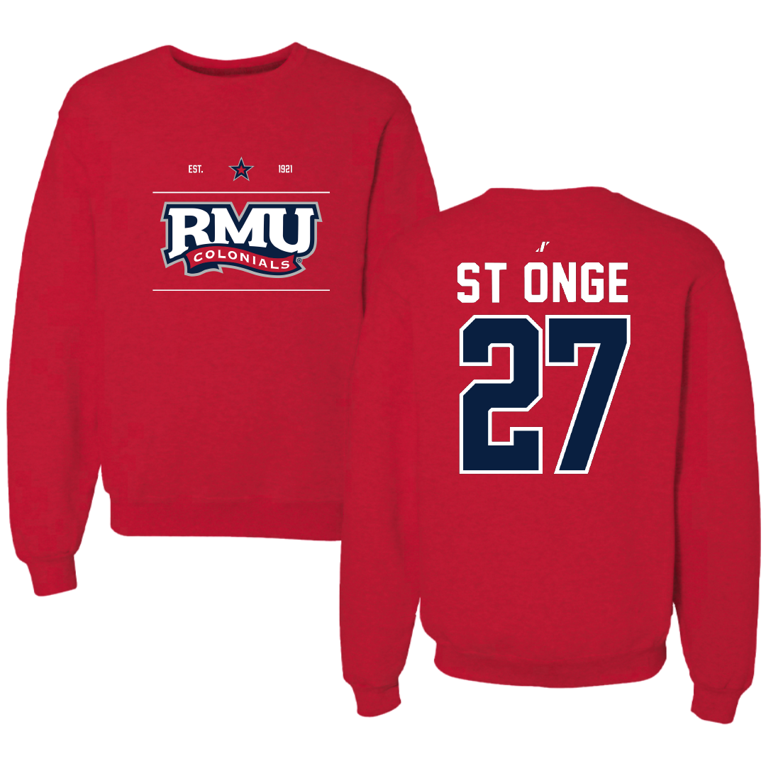Robert Morris University Ice Hockey Red General Crewneck - #27 Rylee St Onge
