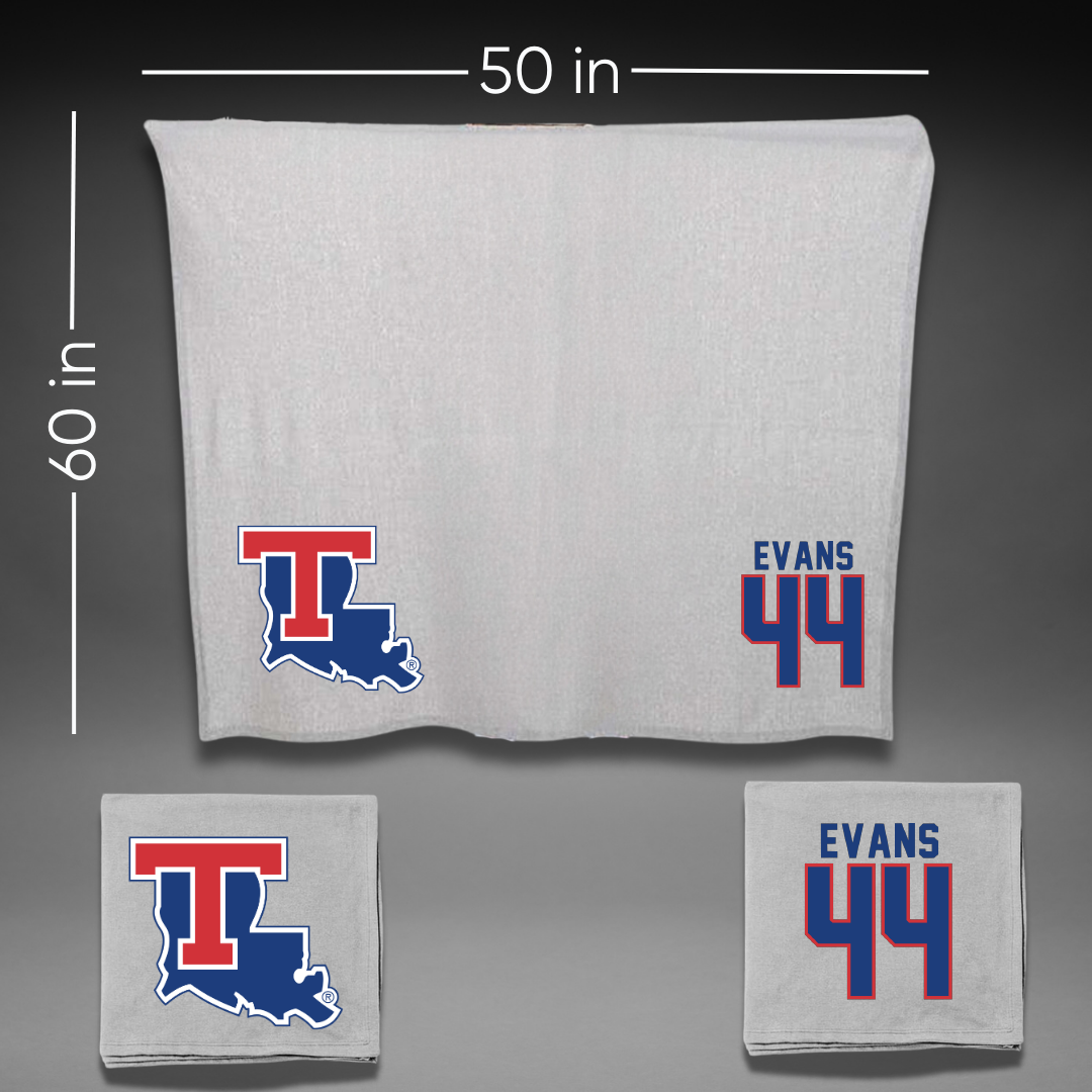 Louisiana Tech University Baseball Gray Blanket - #44 John Evans
