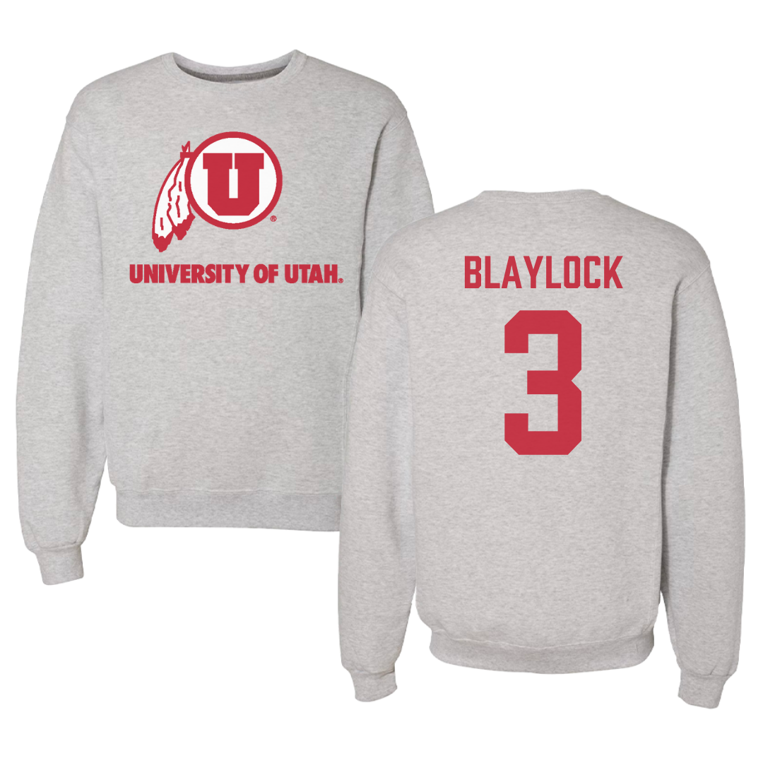 University of Utah Soccer Gray Crewneck - #3 Brooklyn Blaylock