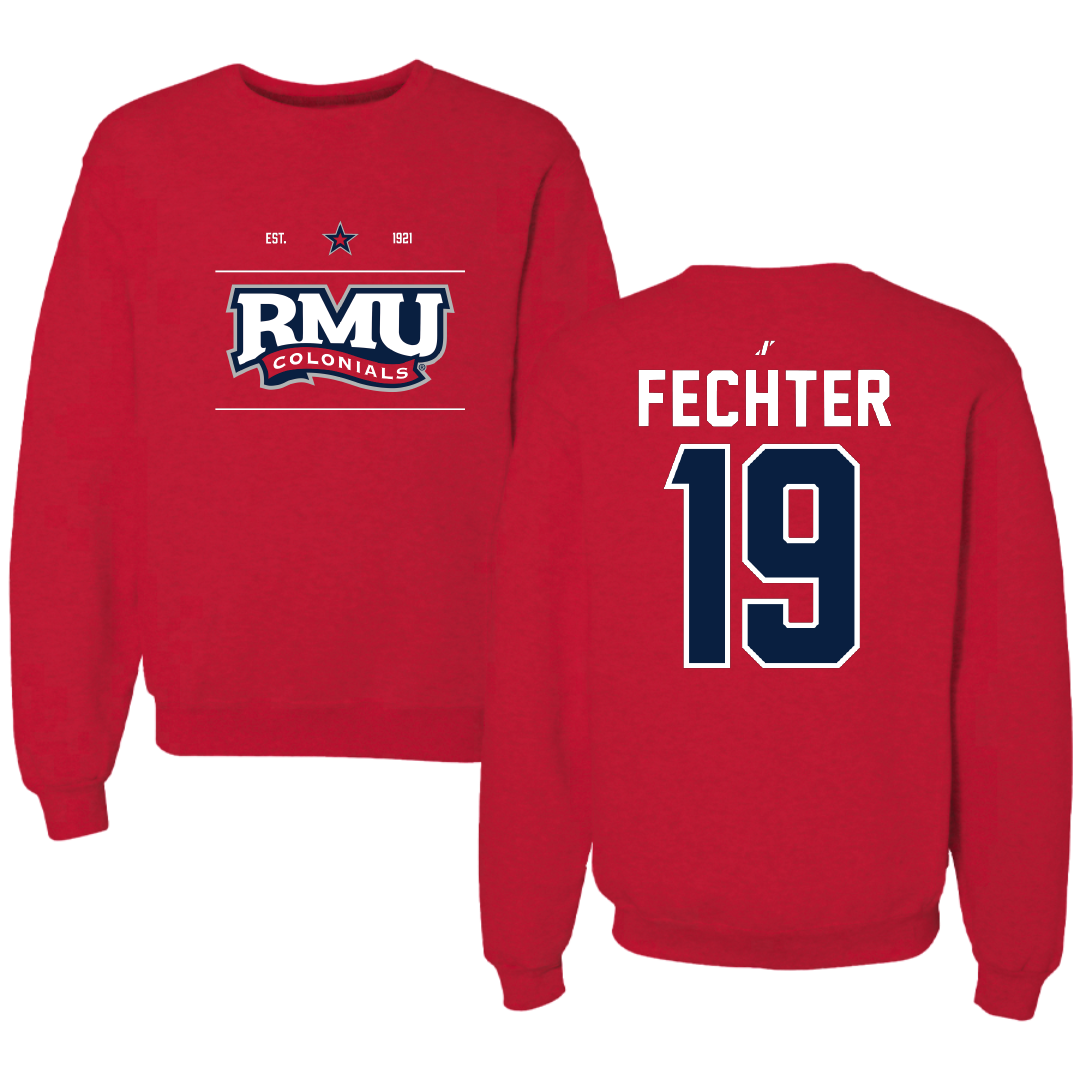 Robert Morris University Lacrosse Red General Crewneck - #19 Nate Fechter