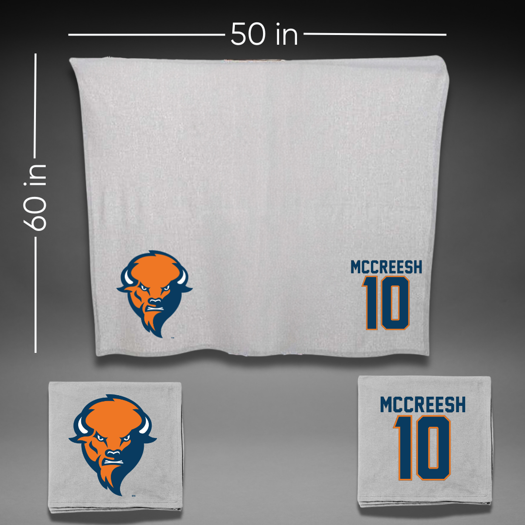 Bucknell University Basketball Gray Blanket - #10 Brandon McCreesh