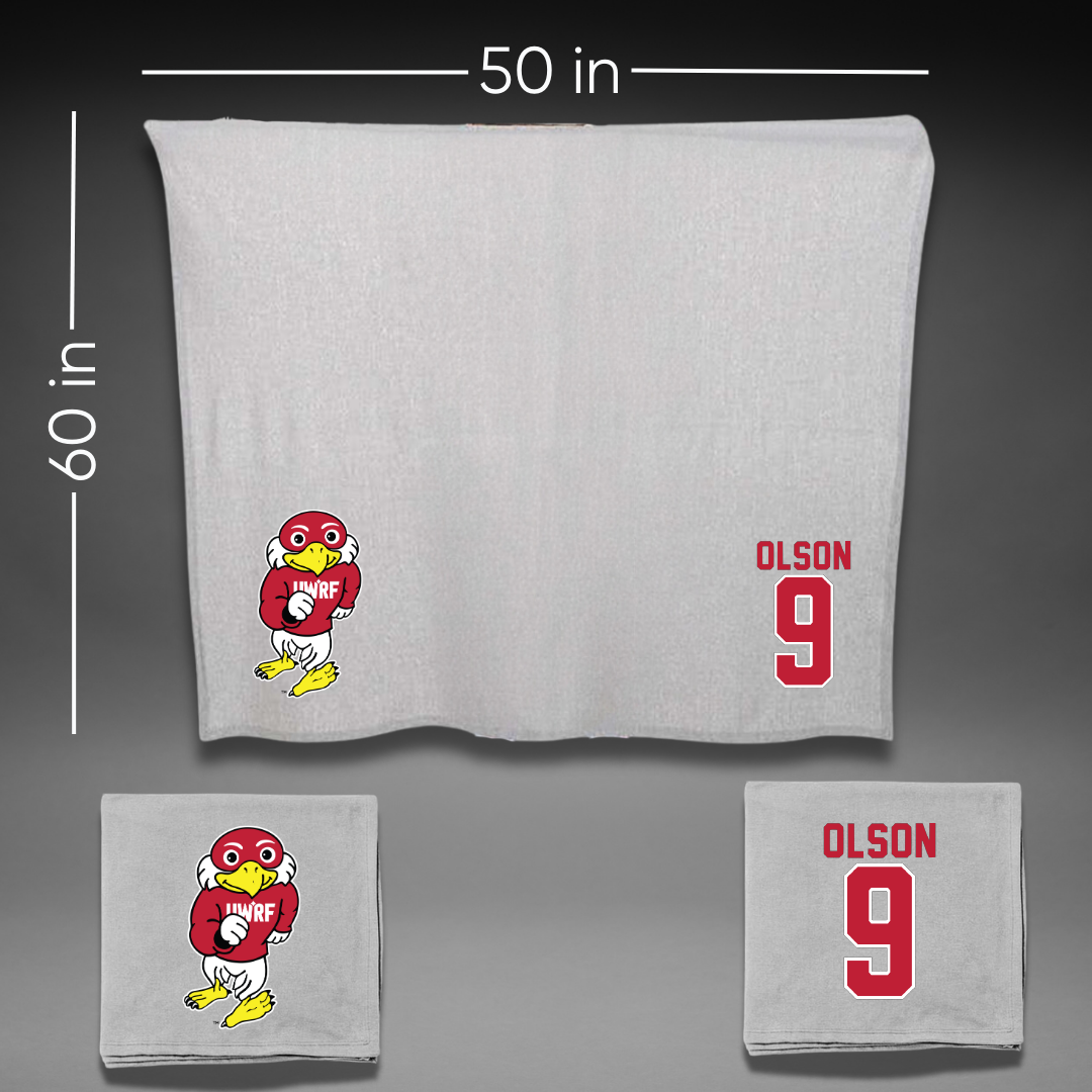 University of Wisconsin-River Falls Ice Hockey Gray Blanket - #9 Bailey Olson