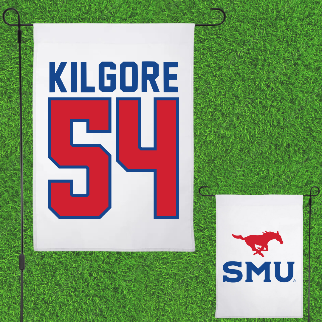 Southern Methodist University Football White Garden Flag - #54 Alex Kilgore