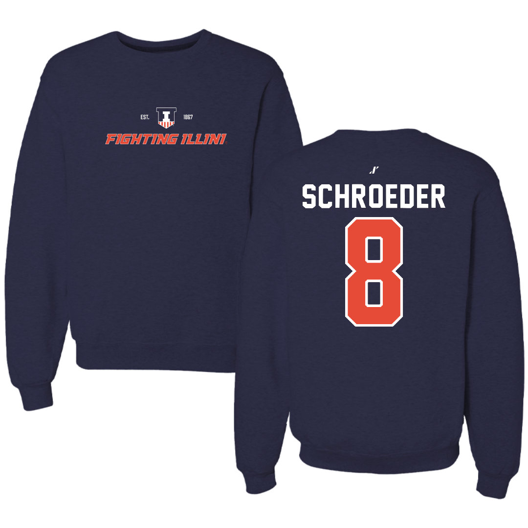 University of Illinois Baseball Navy General Crewneck - #8 Jacob Schroeder