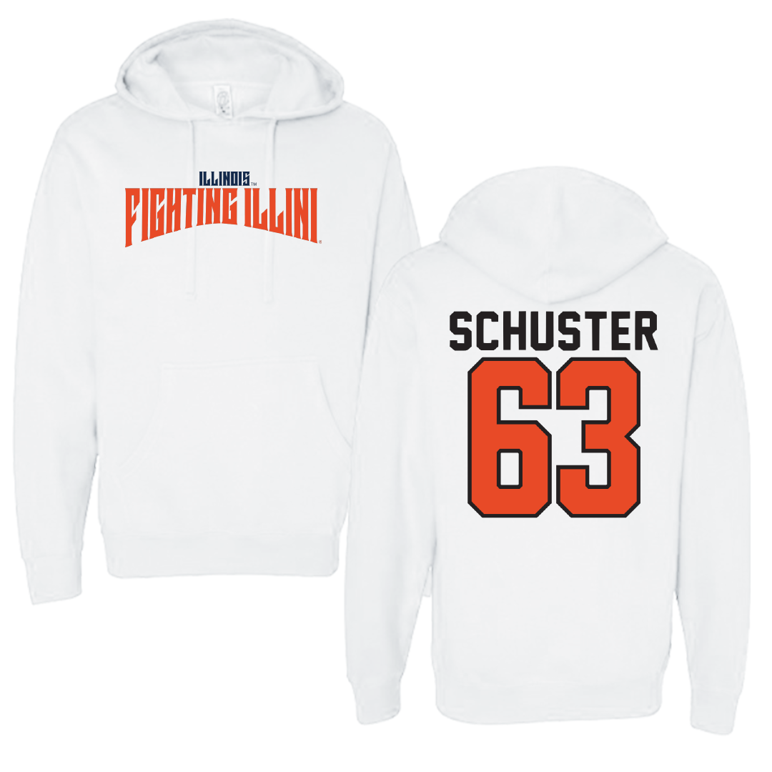 University of Illinois Football White Classic Hoodie - #63 Dezmond Schuster