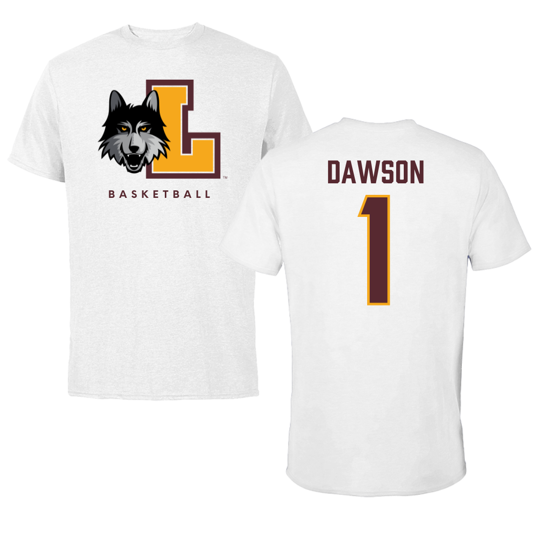 Loyola University-Chicago Basketball White Performance Tee - #1 Jayden Dawson