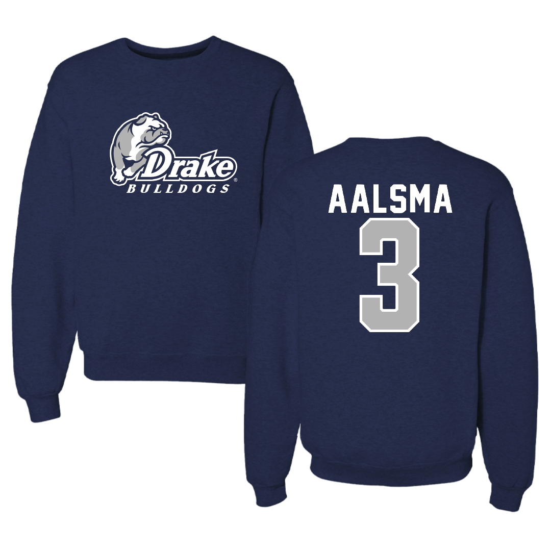 Drake University Basketball Navy Bulldogs Crewneck - #3 Abbie Aalsma