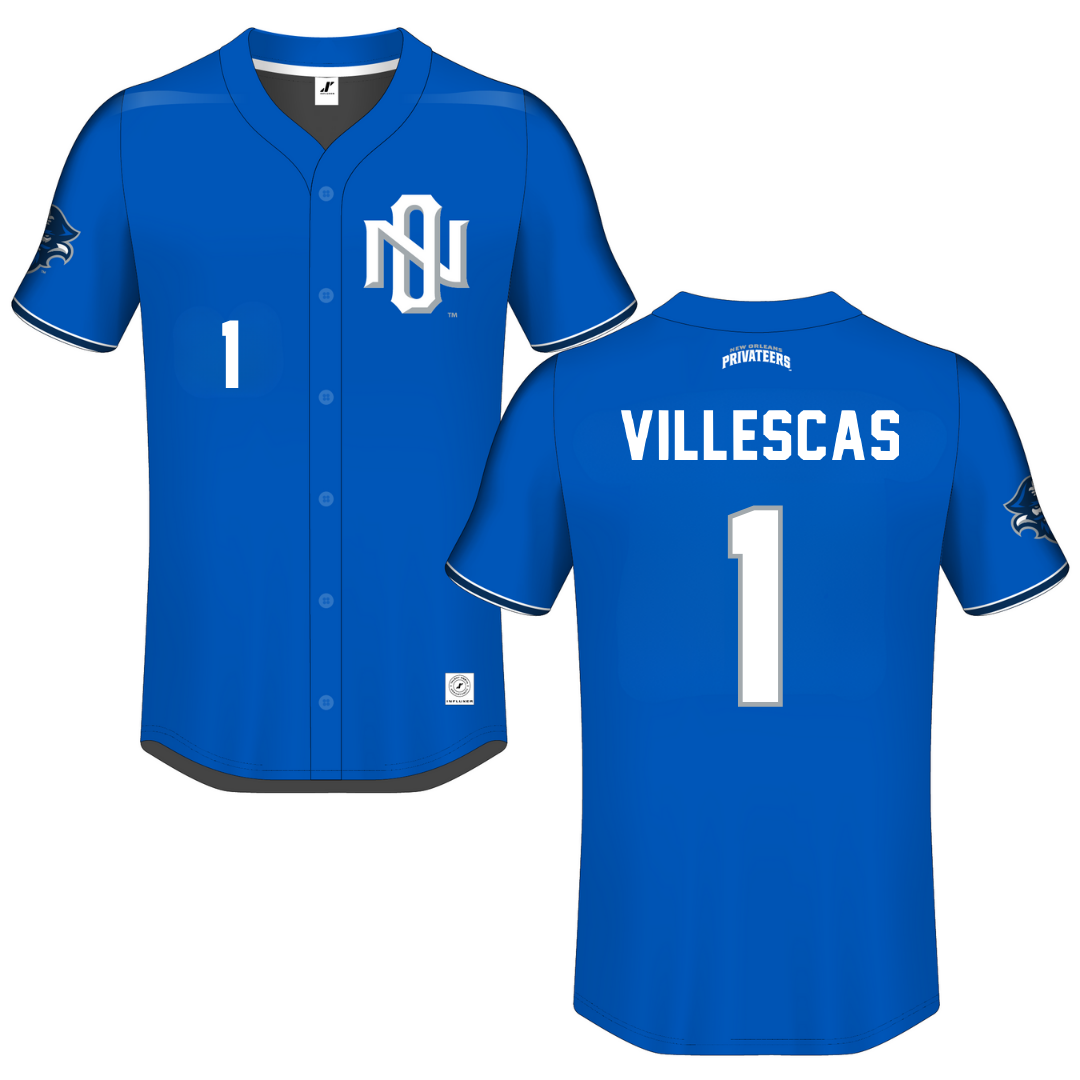 University of New Orleans Blue Button-Down Jersey - #1 Diego Villescas