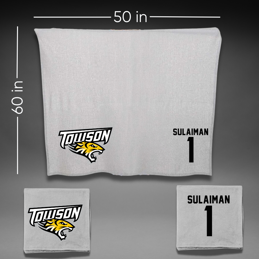Towson University Basketball Gray Blanket - #1 Tomiwa Sulaiman