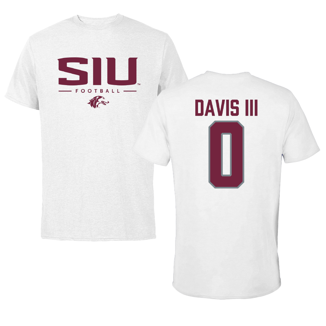 Southern Illinois University at Carbondale Football White Performance Tee - #0 Vinson Davis III