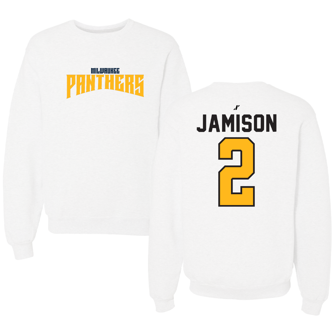 University of Wisconsin-Milwaukee Basketball White Classic Crewneck - #2 Elijah Jamison