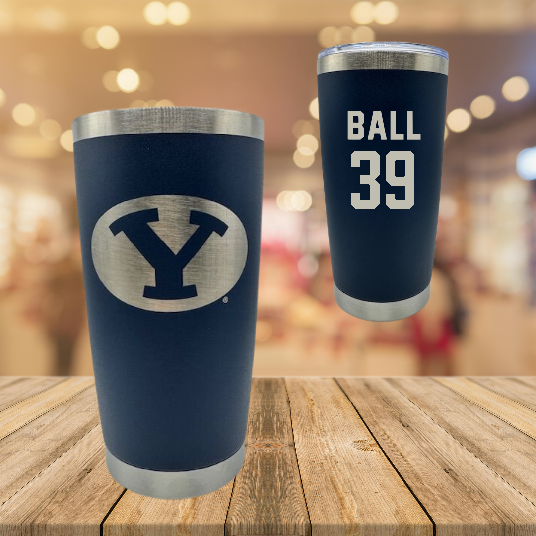 Brigham Young University Baseball Navy Stainless Steel Tumbler - #39 Nicholas Ball