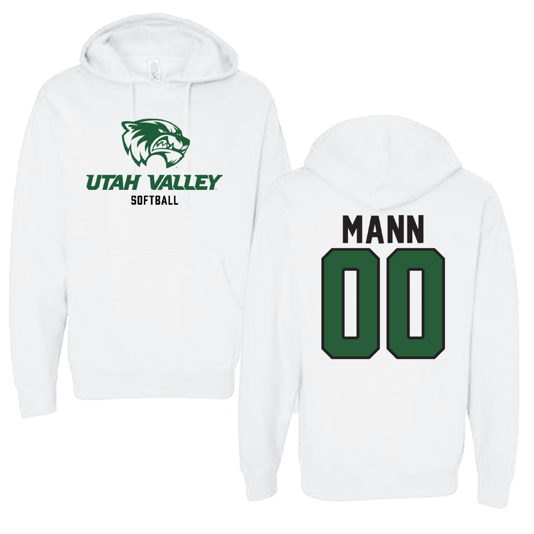 Utah Valley University Softball White Classic Hoodie - #00 Angelique Mann