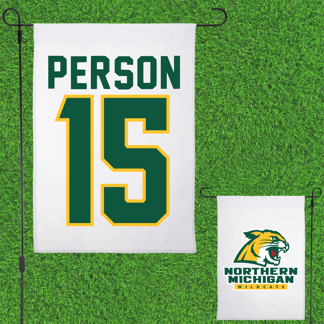 Northern Michigan University Football White Garden Flag - #15 Zach Person