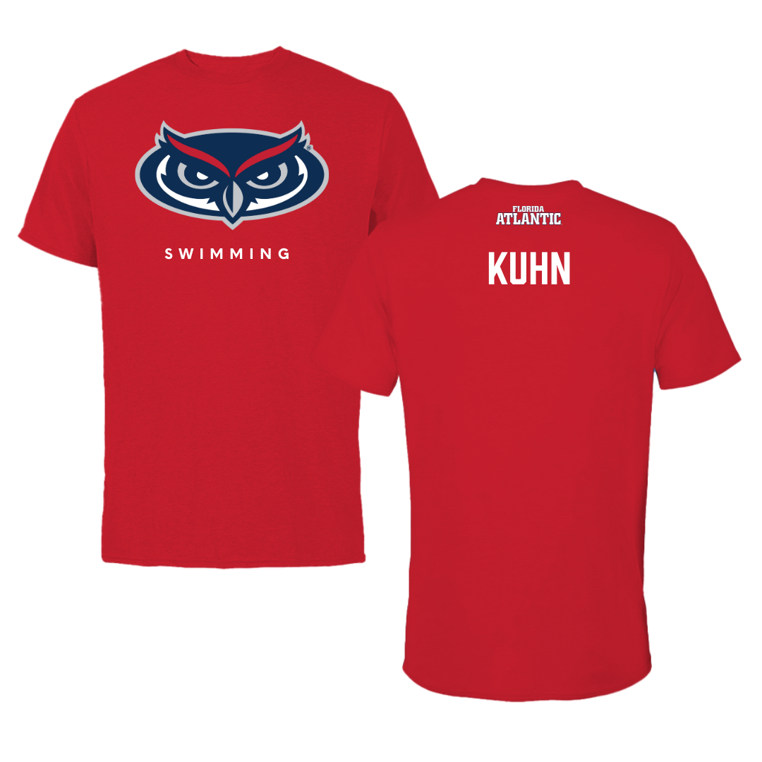 Florida Atlantic University Swimming & Diving Red Jersey Tee - Trevor Kuhn