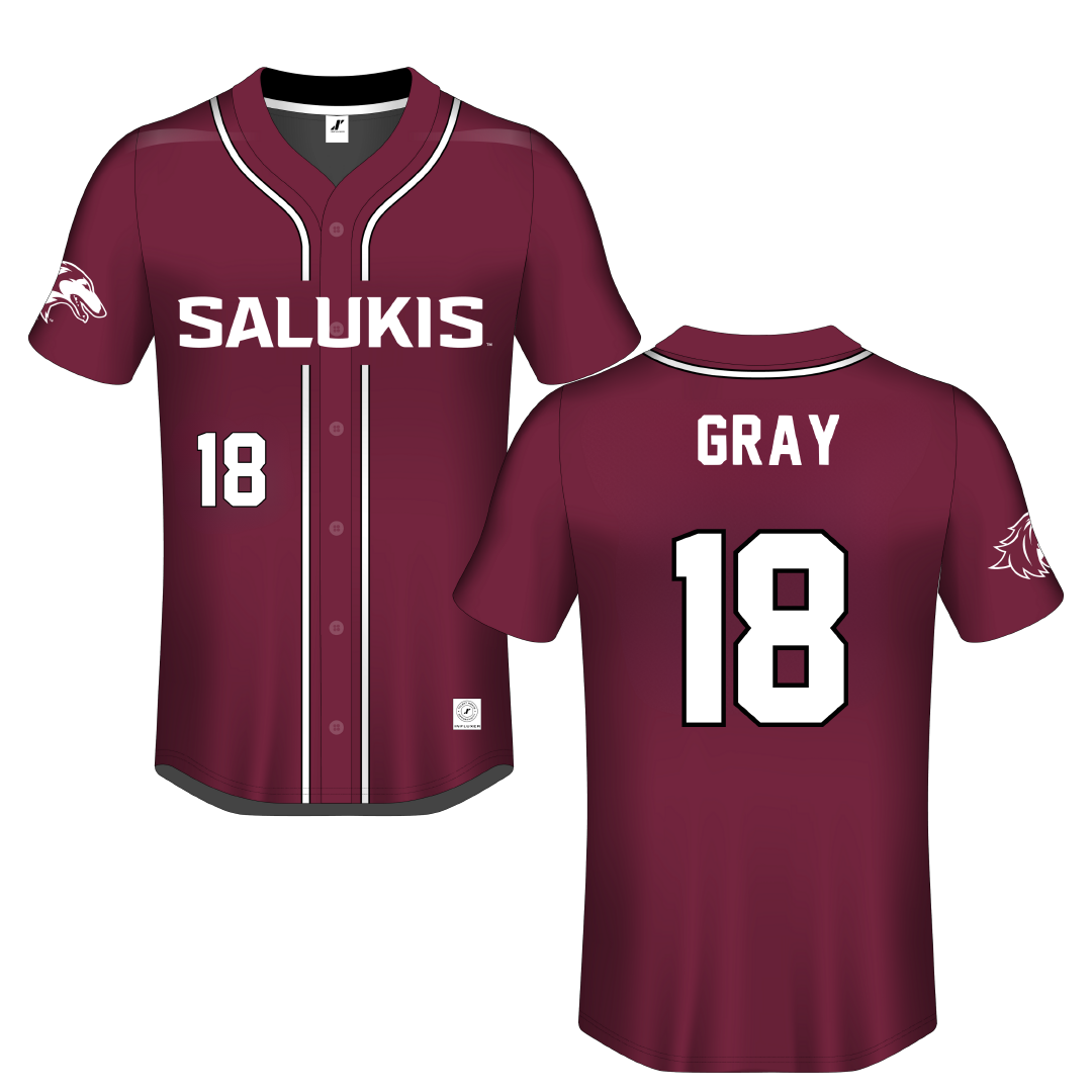 Southern Illinois University at Carbondale Maroon Button-Down Jersey - #18 Hesston Gray